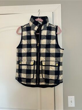 J. Crew Excursion Quilted Down Vest in Buffalo Plaid Small